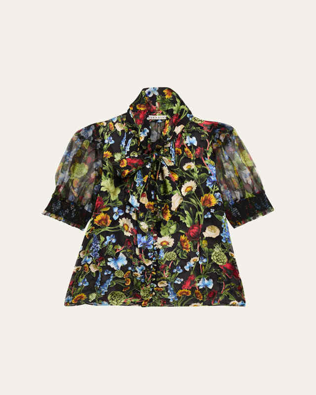 Brentley Floral Puff-Sleeve Blouse